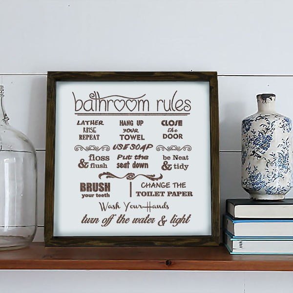 Obraz Bathroom Rules, 34x34 cm