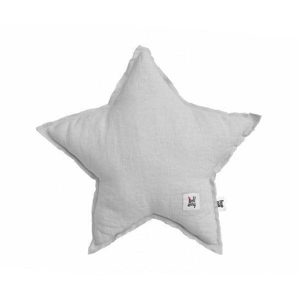 Szara lniana poduszka dziecięca w kształcie gwiazdki BELLAMY Stone Gray