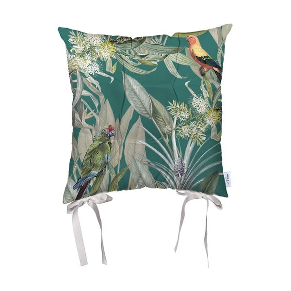 Zielona poduszka na krzesło z mikrowłókna Mike & Co. NEW YORK Jungle Birds, 43x43 cm