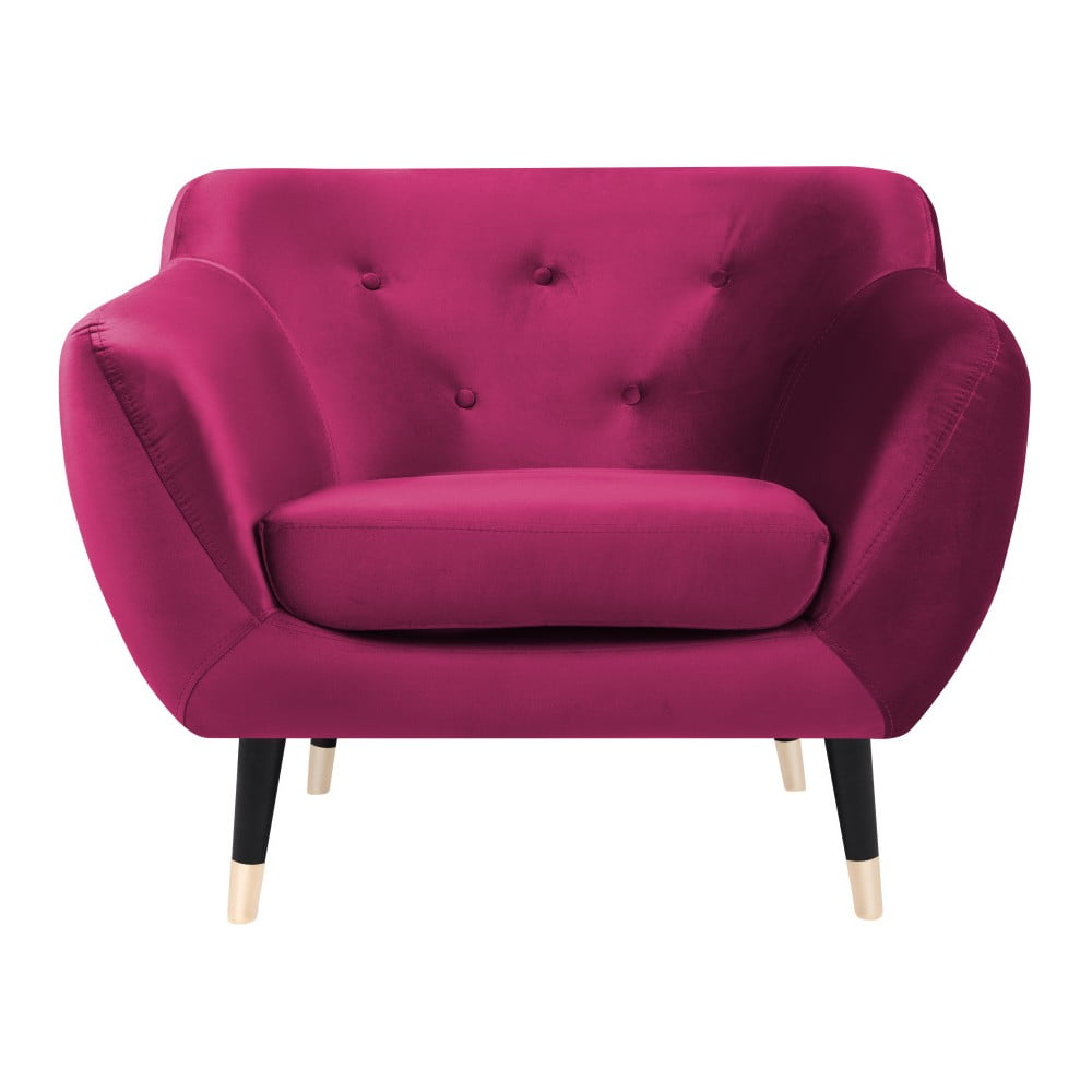 Różowy fotel z czarnymi nogami Mazzini Sofas Amelie