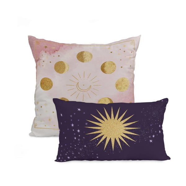 Zestaw 2 bawełnianych dekoracyjnych poszewek na poduszki Happy Friday Basic Ultraviolet