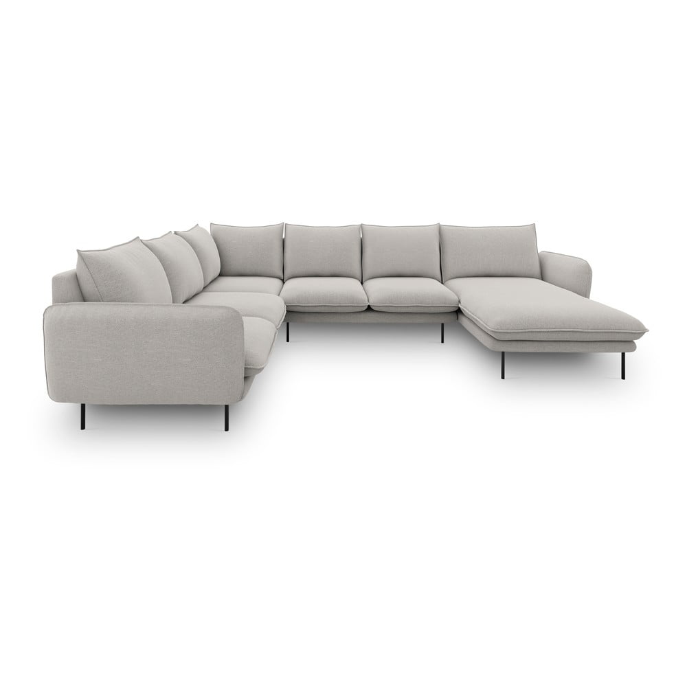 Jasnoszara sofa w kształcie litery U Cosmopolitan Design Vienna, lewostronna