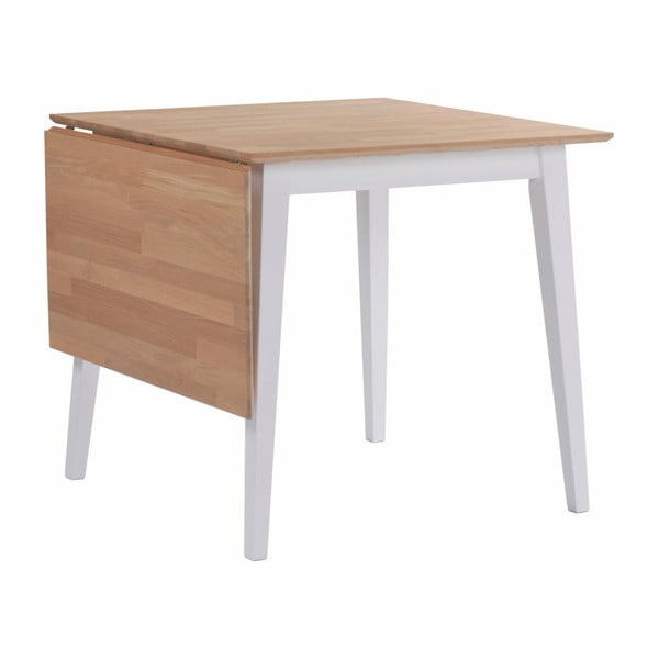 Stół z drewna dębowego z opuszczanym blatem i białymi nogami Rowico Mimi, 80 x 80 cm