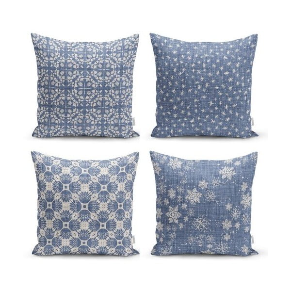 Zestaw 4 dekoracyjnych poszewek na poduszki Minimalist Cushion Covers Minimalist Drawing Blue, 45x45 cm