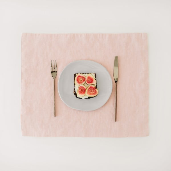 Różowa lniana mata stołowa Linen Tales, 35x45 cm