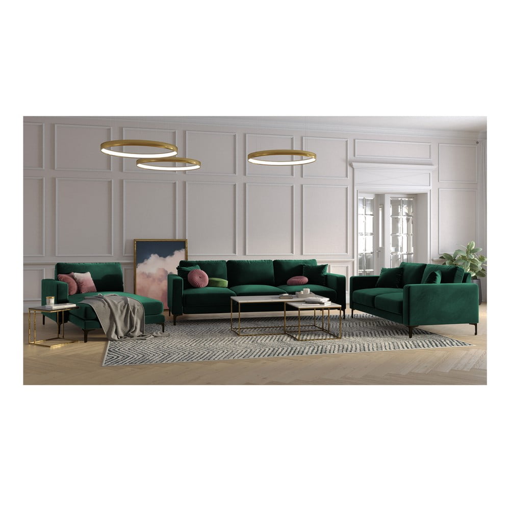 Aksamitna sofa w morskim kolorze Kooko Home Harmony, 158 cm