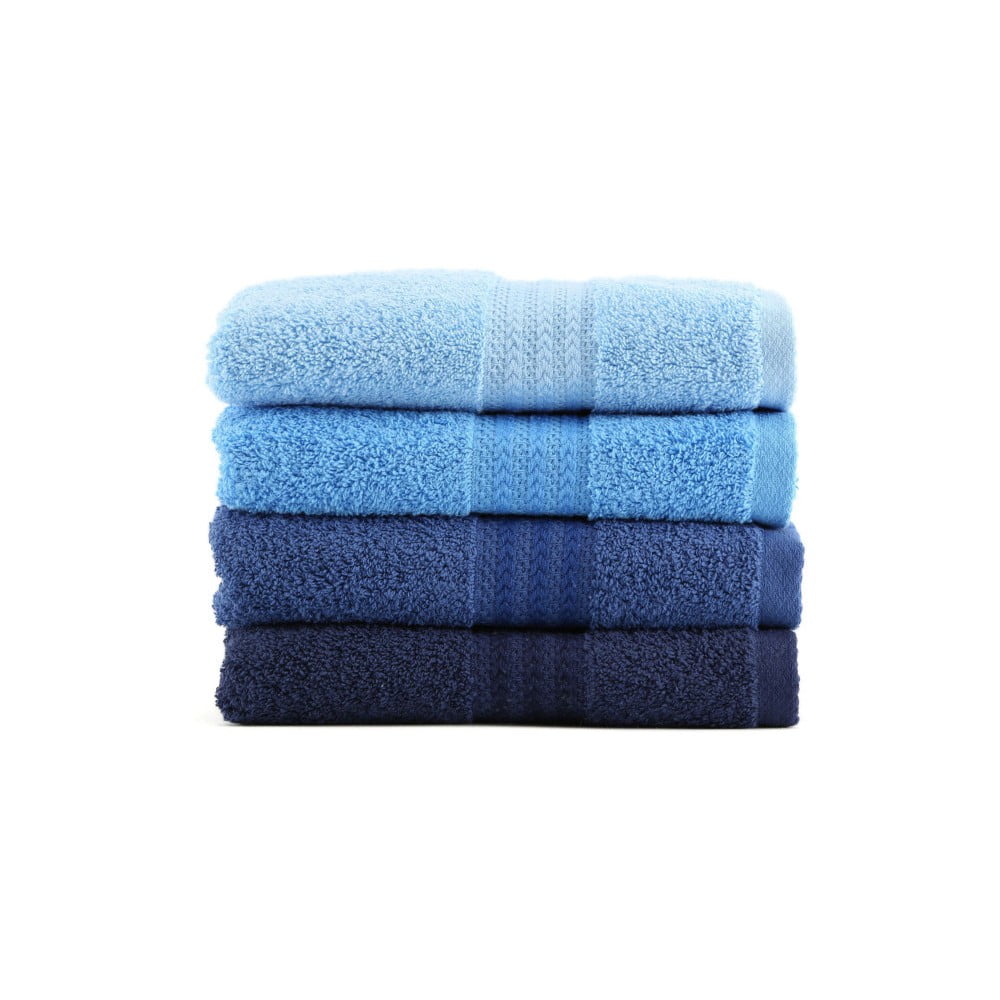 Zestaw 4 niebieskich ręczników bawełnianych Rainbow Sky, 50x90 cm