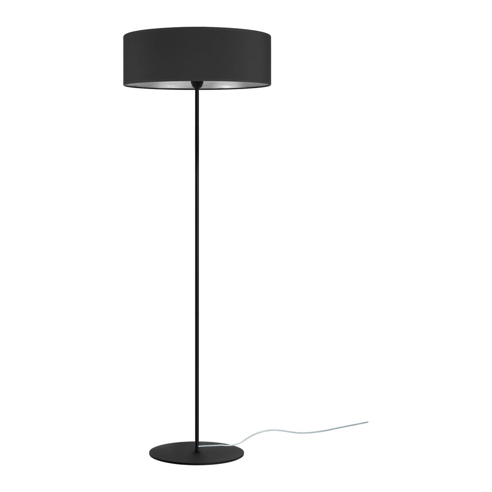 Czarna lampa stojąca z detalem w srebrnym kolorze Bulb Attack Tres XL, ⌀ 45 cm