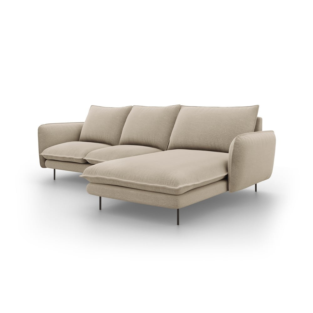 Beżowa sofa narożna Cosmopolitan Design Vienna, prawostronna