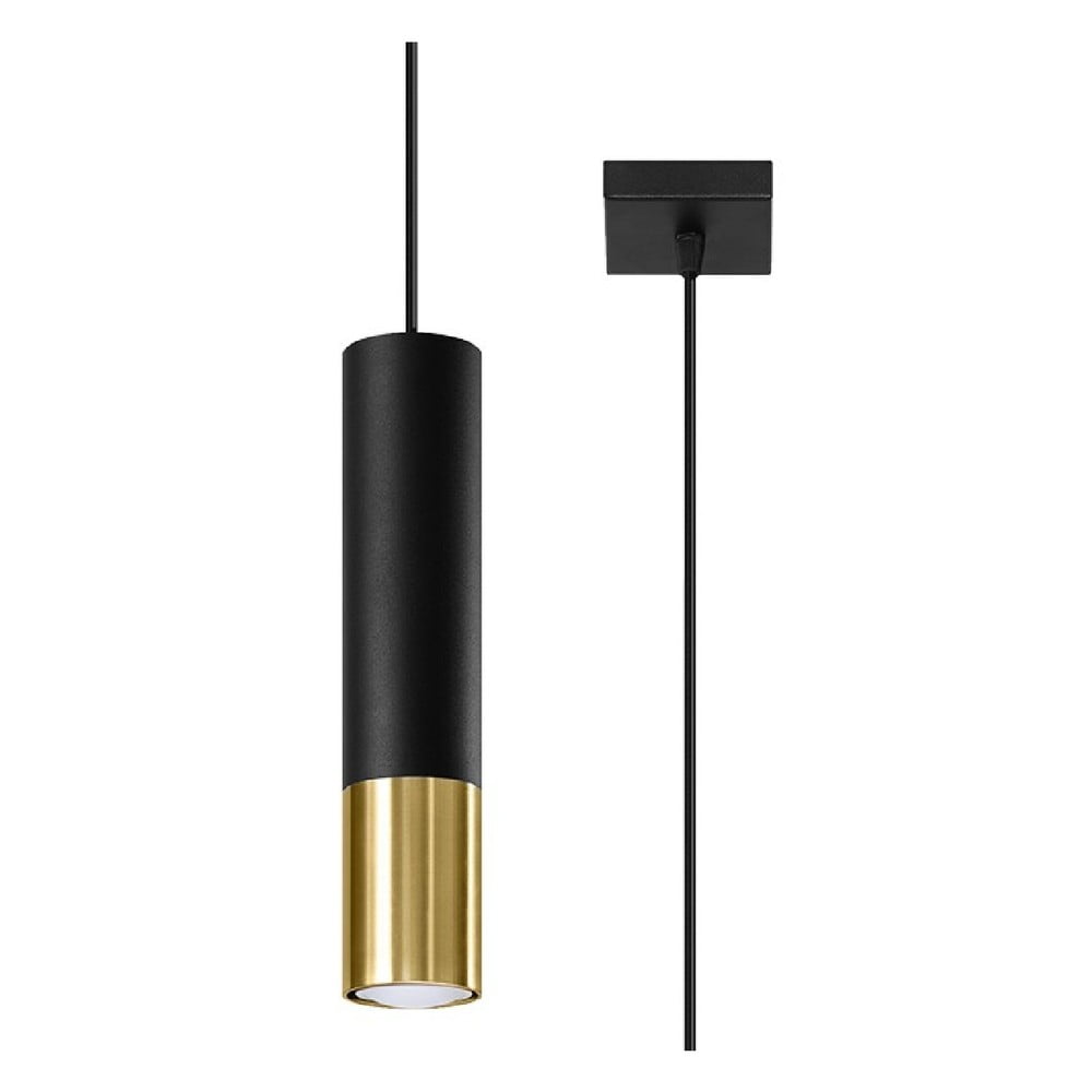Zdjęcia - Pozostałe artykuły elektryczne Nice Czarno-złota lampa wisząca z metalowym kloszem 8x8 cm Longbot –  Lamps 