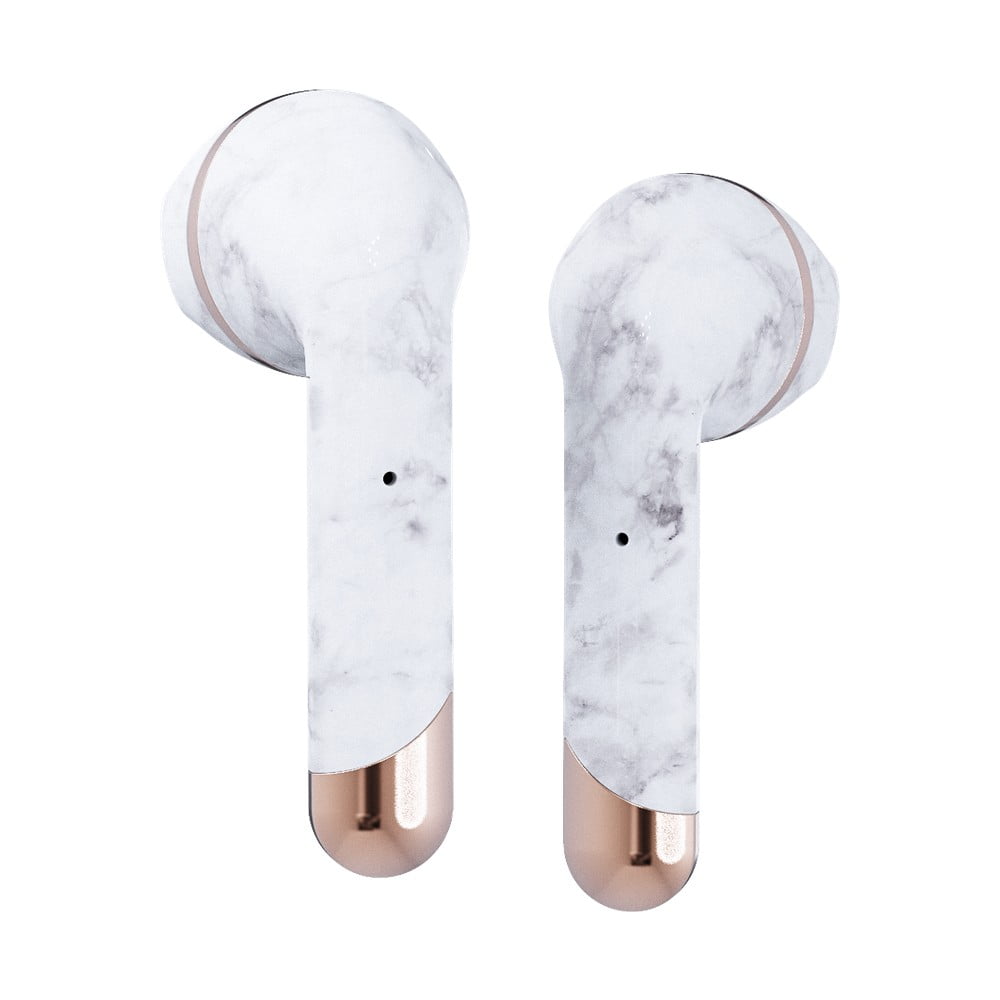 Bezprzewodowe słuchawki w kolorze białego marmuru Happy Plugs Air 1 Plus