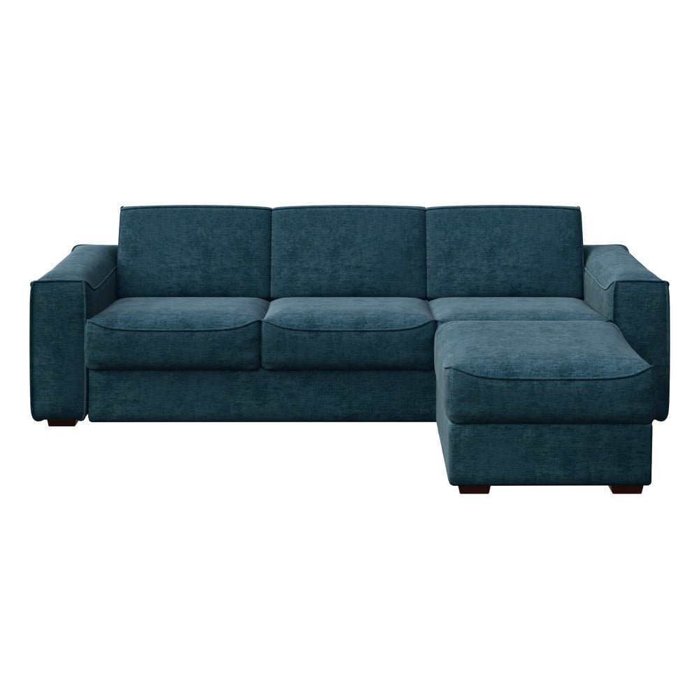 Granatowa sofa rozkładana z wielofunkcyjnym szezlongiem MESONICA Munro, 308 cm