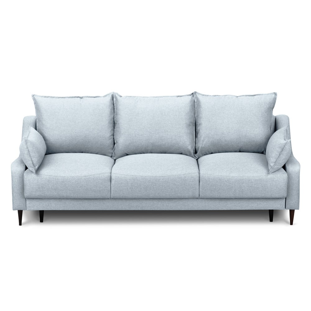 Jasnoniebieska rozkładana sofa ze schowkiem Mazzini Sofas Ancolie, 215 cm