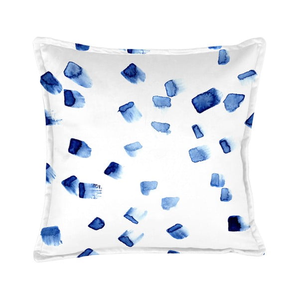 Niebiesko-biała aksamitna poduszka Velvet Atelier Mallorca, 45x45 cm