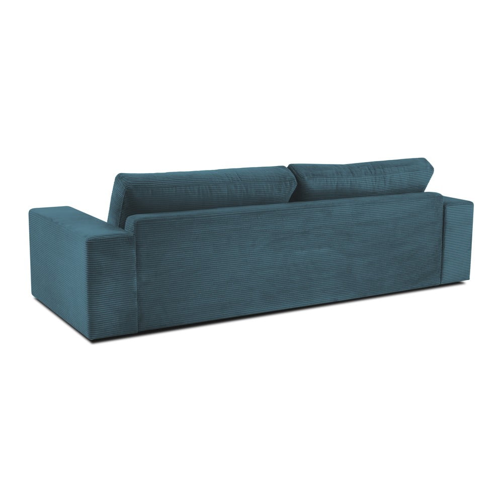 Turkusowa sztruksowa rozkładana sofa 250 cm Donatella – Milo Casa