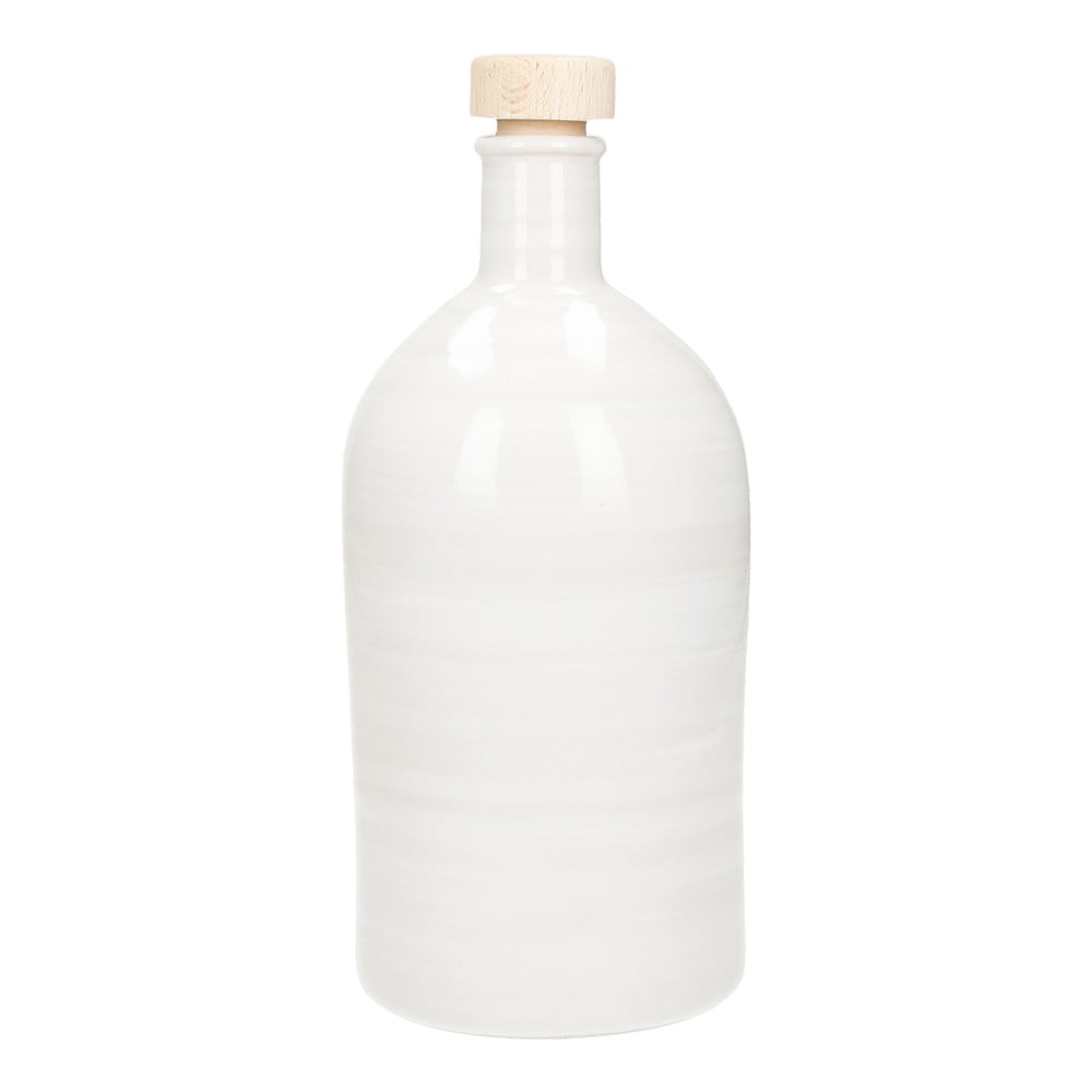 Biała ceramiczna butelka na olej Brandani Maiolica, 500 ml
