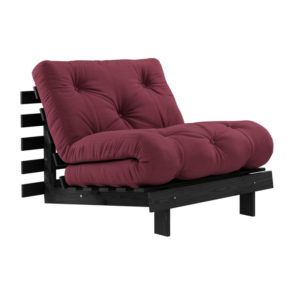 Fotel rozkładany z ciemnoczerwonym obiciem Karup Design Roots Black/Bordeaux
