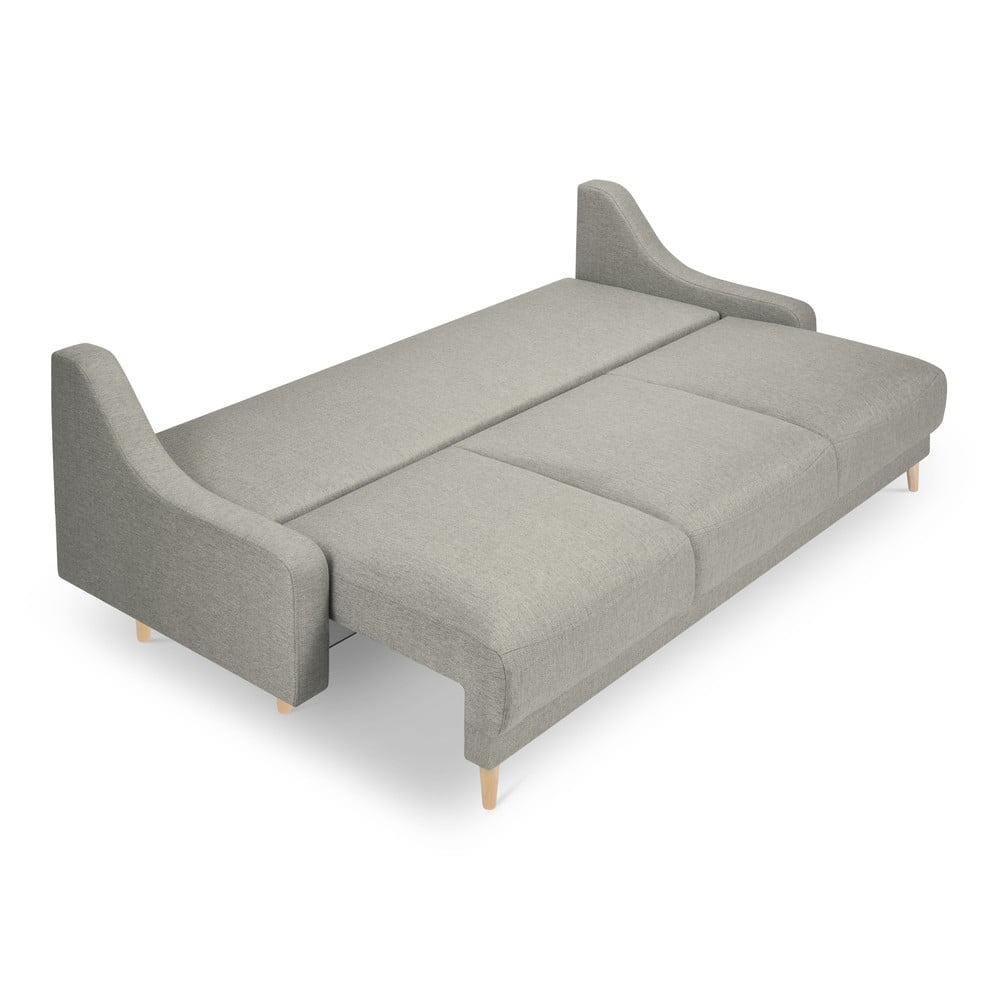 Jasnoszara rozkładana sofa ze schowkiem Mazzini Sofas Freesia