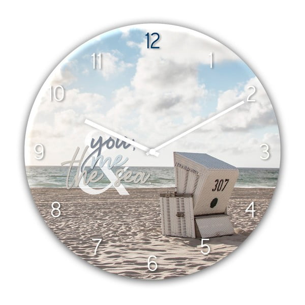 Szklany zegar ścienny Styler The Se, ø 30 cm