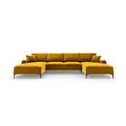 Żółta aksamitna sofa w kształcie "U" Mazzini Sofas Madara