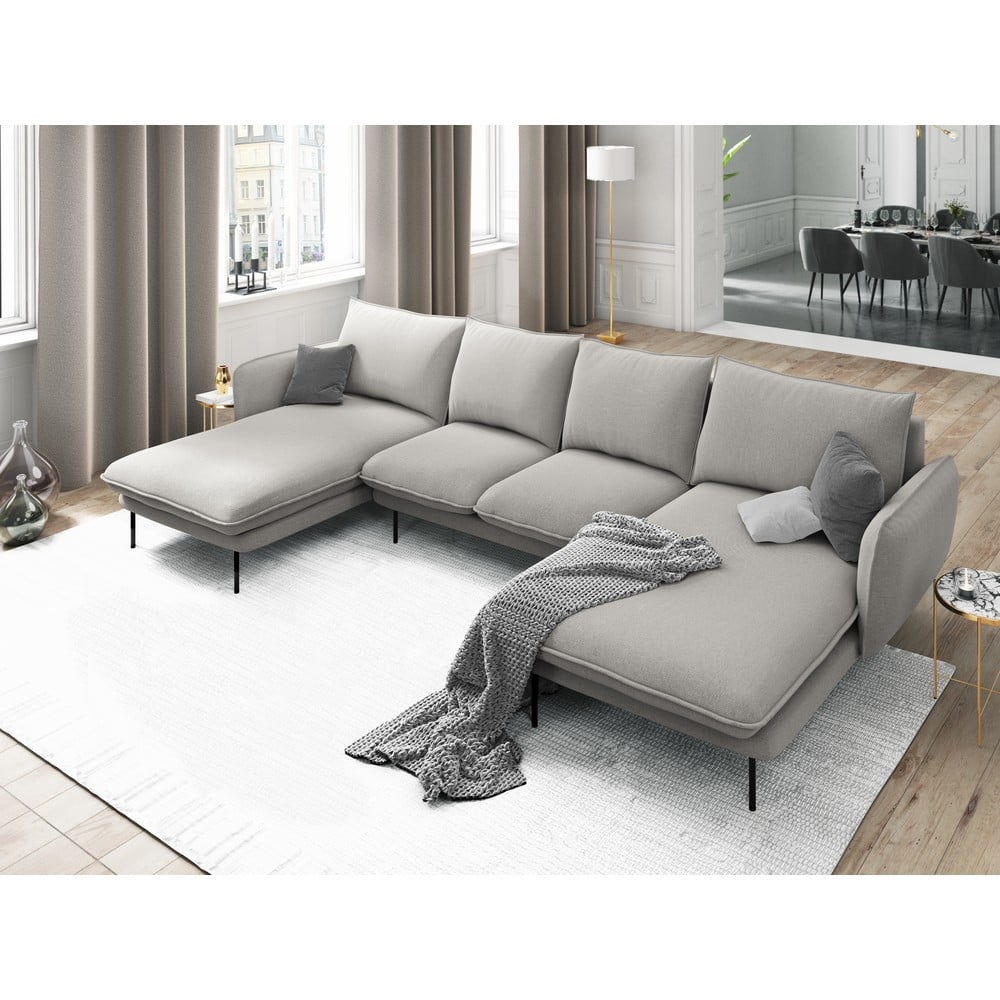 Jasnoszara sofa w kształcie litery U Cosmopolitan Design Vienna