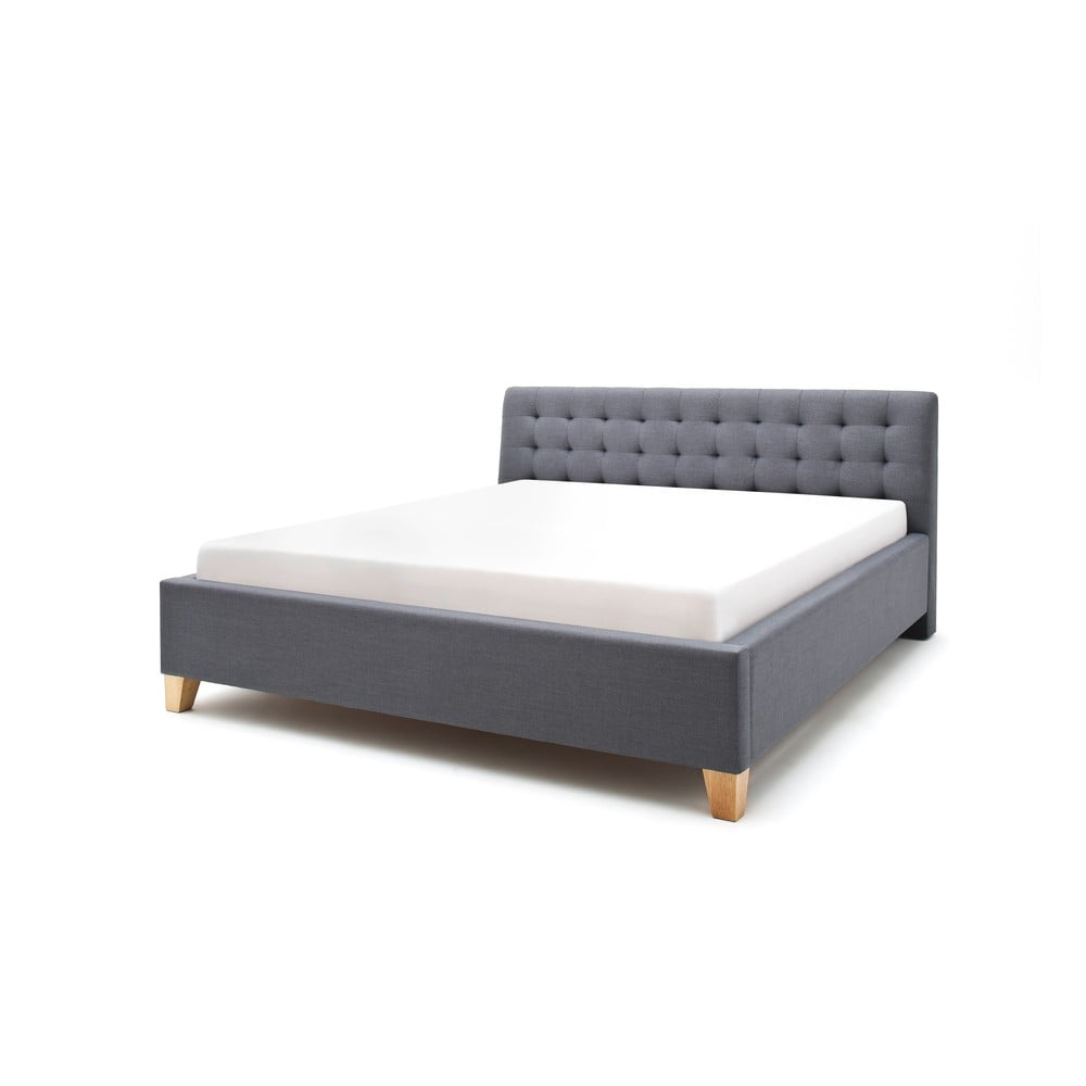 Szare łóżko dwuosobowe Meise Möbel Lucca, 140x200 cm