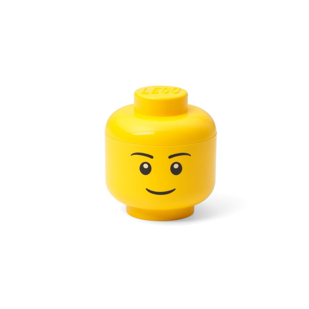 Żółte pudełko w kształcie głowy LEGO® boy, 10,5x10,6x12 cm