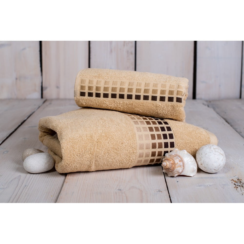 Zdjęcia - Ręcznik Darwin Beżowy bawełniany  kąpielowy 140x70 cm  – My House 