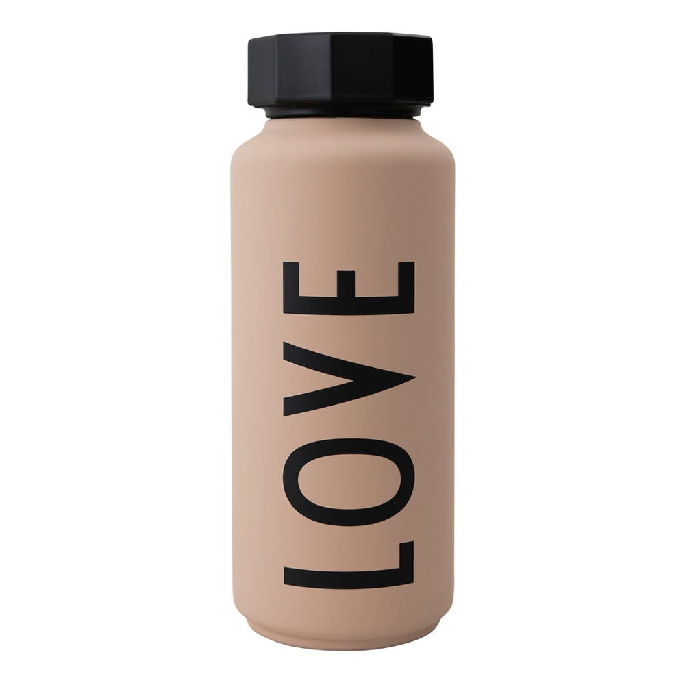 Ciemnoróżowa butelka termiczna Design Letters Love, 500 ml