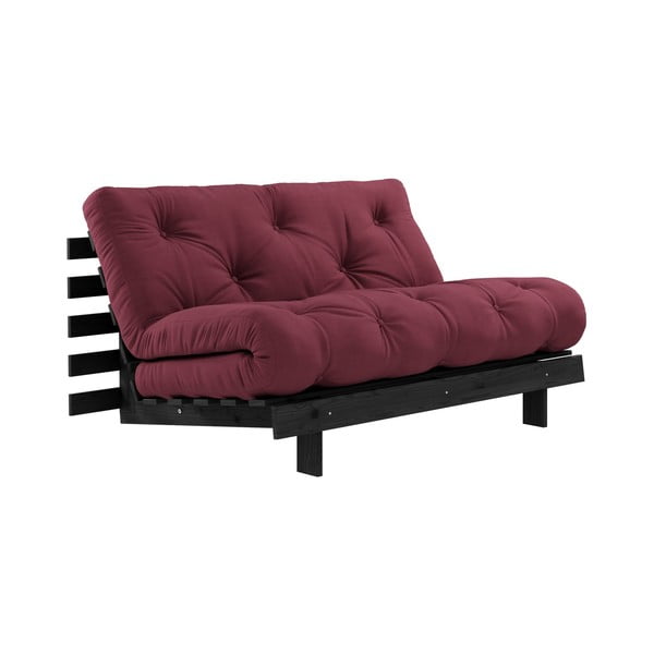 Sofa rozkładana z ciemnoczerwonym obiciem Karup Design Roots Black/Bordeaux
