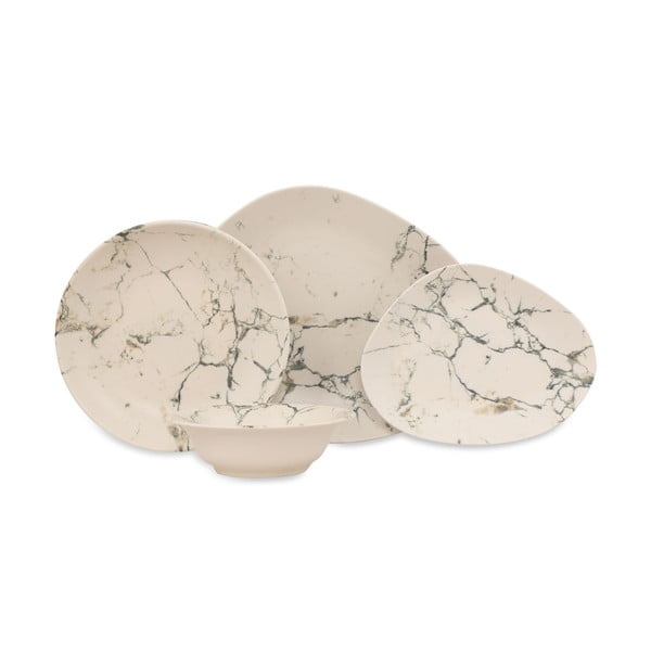 24-częściowy zestaw porcelanowych naczyń Kütahya Porselen Light Marble