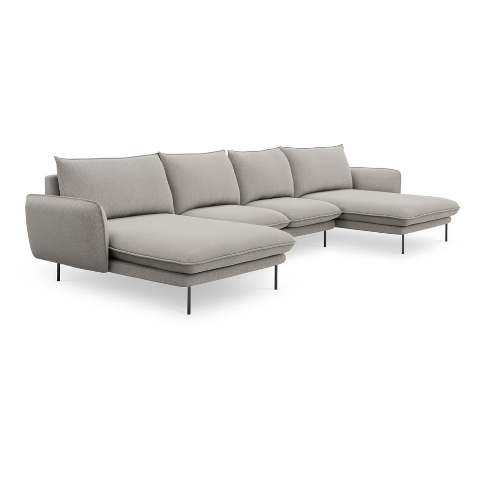 Jasnoszara sofa w kształcie litery U Cosmopolitan Design Vienna