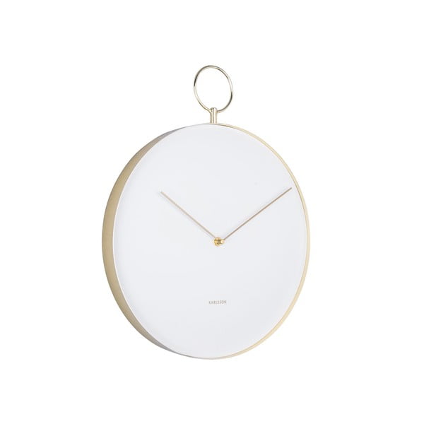 Biały metalowy zegar ścienny Karlsson Hook, ø 34 cm