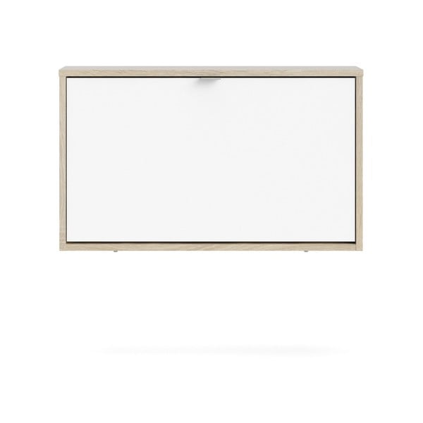 Biała szafka na buty z ramką w dębowym dekorze Tvilum Shoes, gł. 16,55 cm