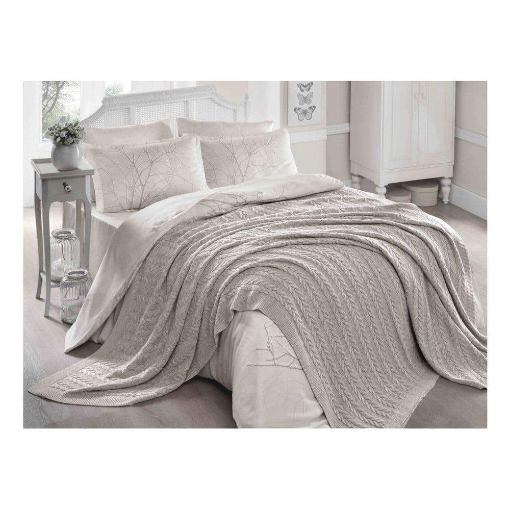 Szarobeżowa narzuta na łóżko Homemania Decor Hannola, 220x240 cm