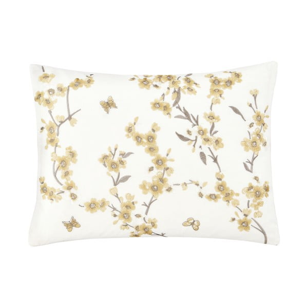 Biało-żółta poduszka Catherine Lansfield Embroidered Blossom, 30x40 cm