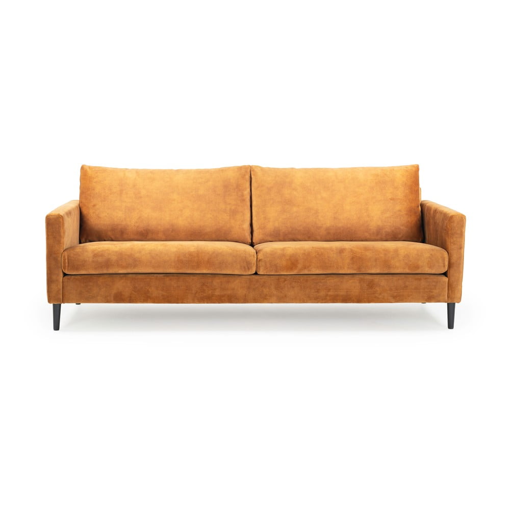 Żółta sofa z aksamitnym obiciem Scandic Adagio, szer. 220 cm