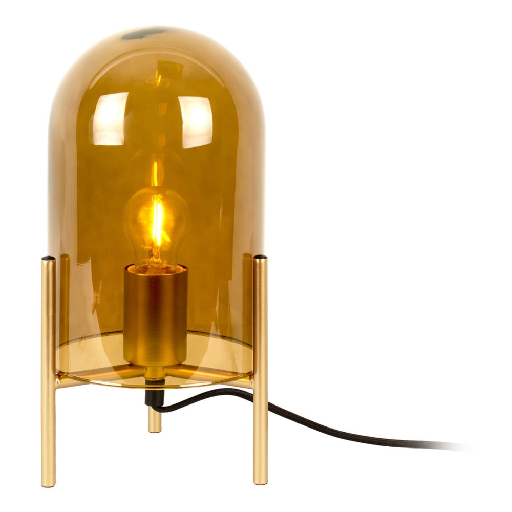 Zdjęcia - Nóż stołowy Musztardowa szklana lampa stołowa Leitmotiv Bell, wys. 30 cm żółty