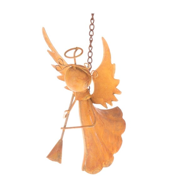 Wiszący pomarańczowy metalowy anioł Dakls, wys. 10,5 cm