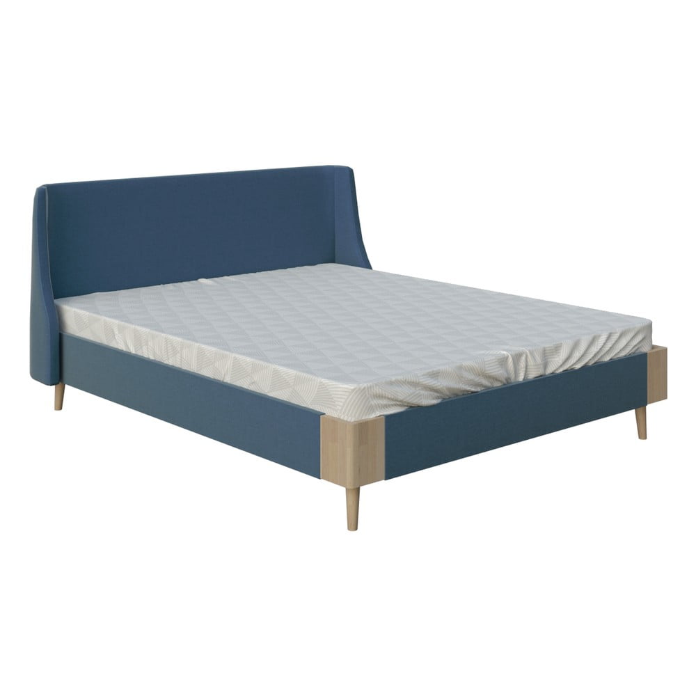 Niebieskie łóżko dwuosobowe DlaSpania Lagom Side Soft, 140x200 cm