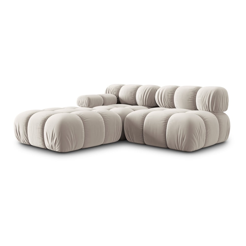 Beżowa aksamitna sofa modułowa 282 cm Bellis – Micadoni