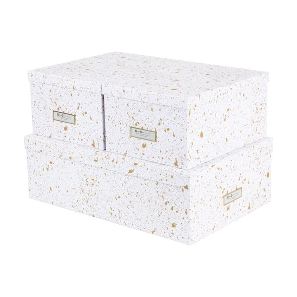 Zestaw 3 pudełek w biało-złotym kolorze Bigso Box of Sweden Inge