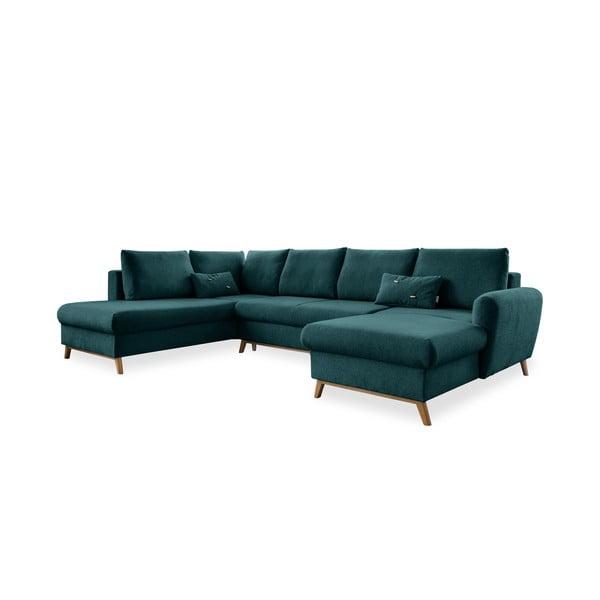 Turkusowa rozkładana sofa w kształcie litery "U" Miuform Scandic Lagom, lewostronna