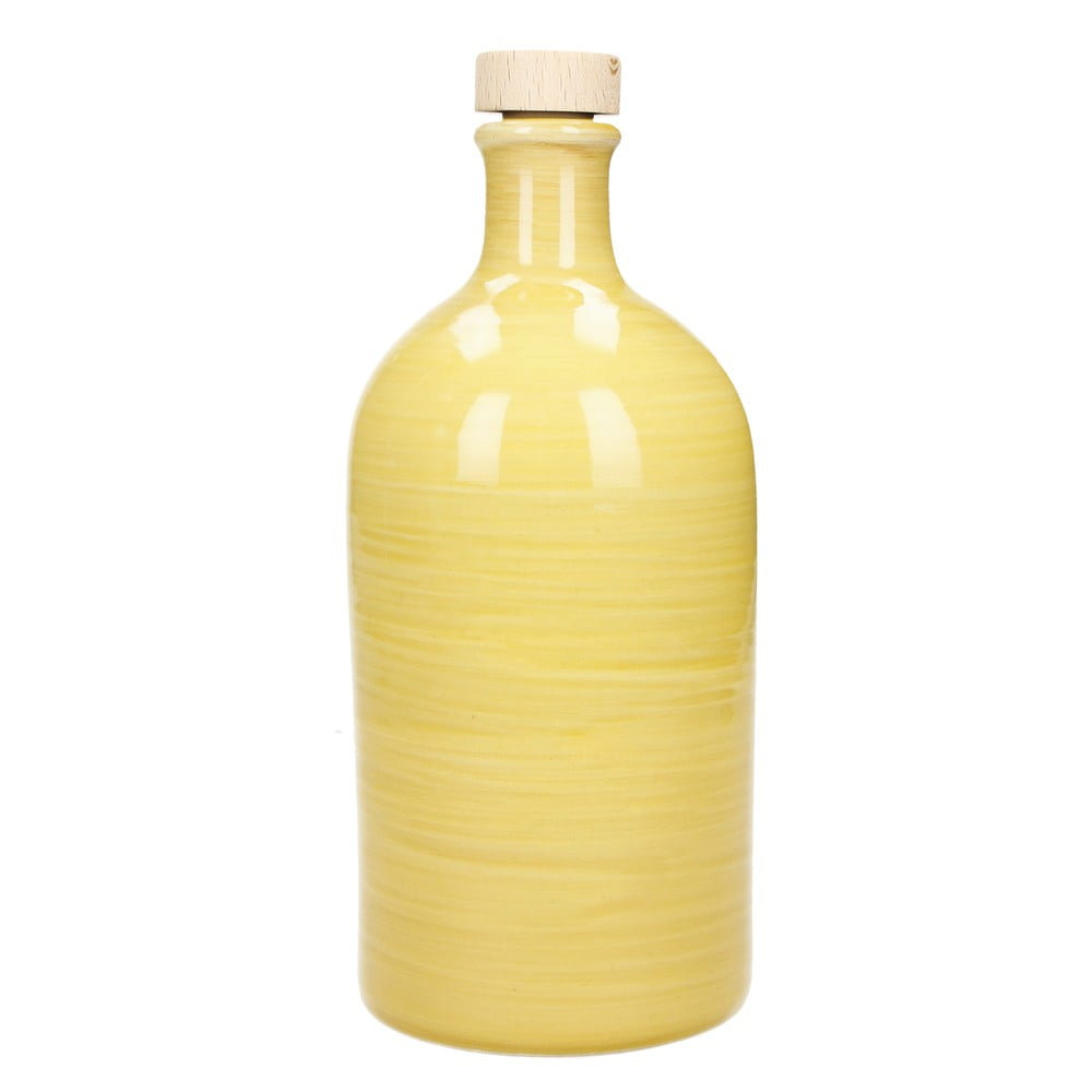 Żółta ceramiczna butelka na olej Brandani Maiolica, 500 ml