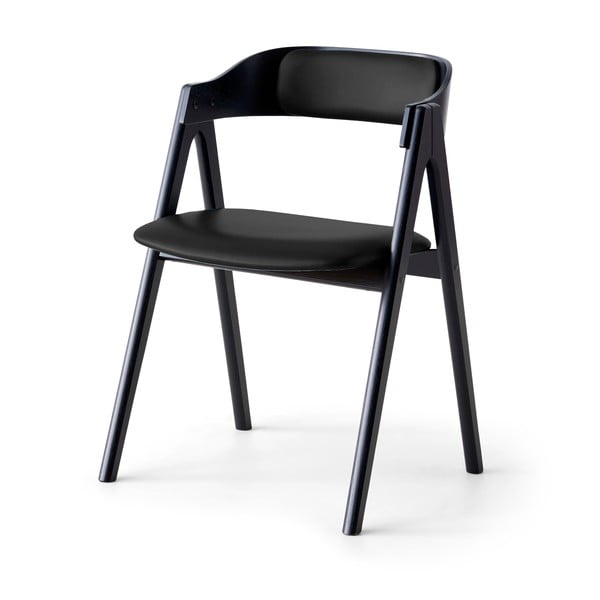 Czarne krzesło z drewna dębowego ze skórzanym siedziskiem Findahl by Hammel Mette
