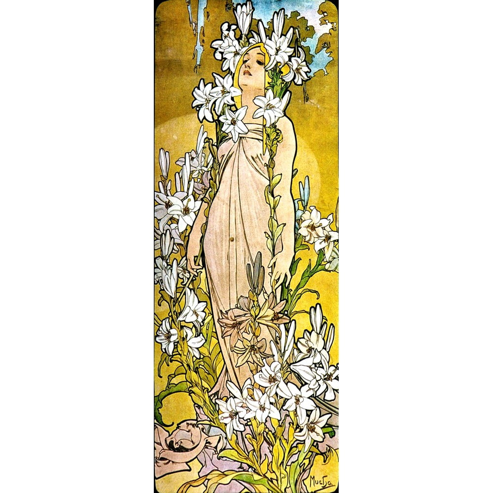 Reprodukcja obrazu Alfonsa Muchy – The Flowers Lily, 30x80 cm