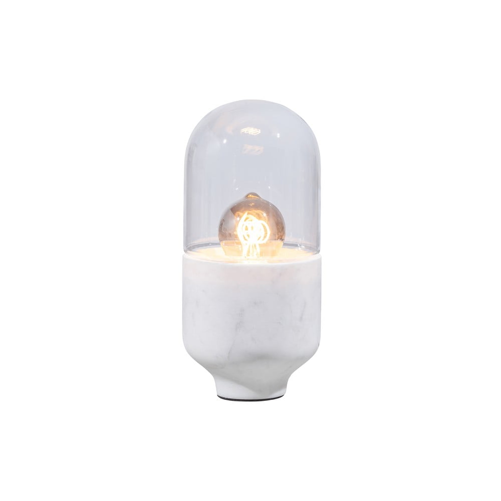Zdjęcia - Lampa stołowa Biała  ze szklanym kloszem  Asel – WOOOD biał(wysokość 26 cm)