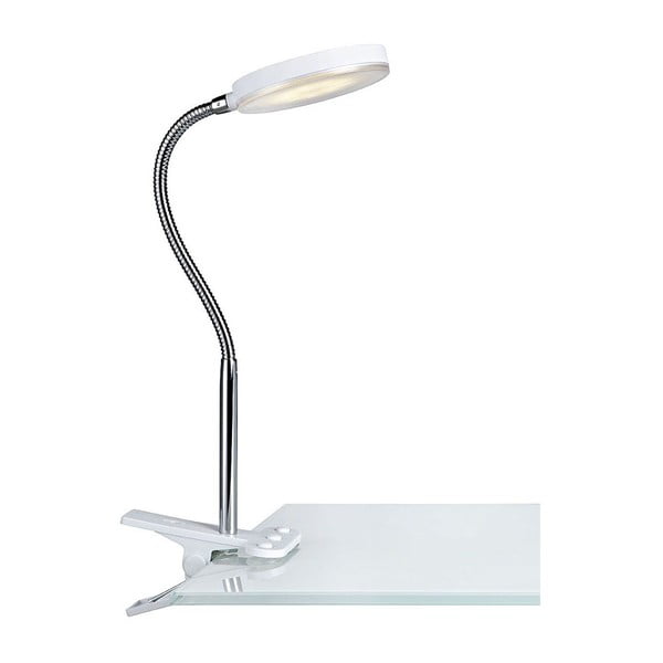 Biała lampa stołowa LED z klipsem Markslöjd Flex