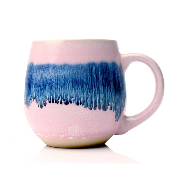 RÄcznie malowany kubek z kamionki Sabichi Pink Drip, 650 ml
