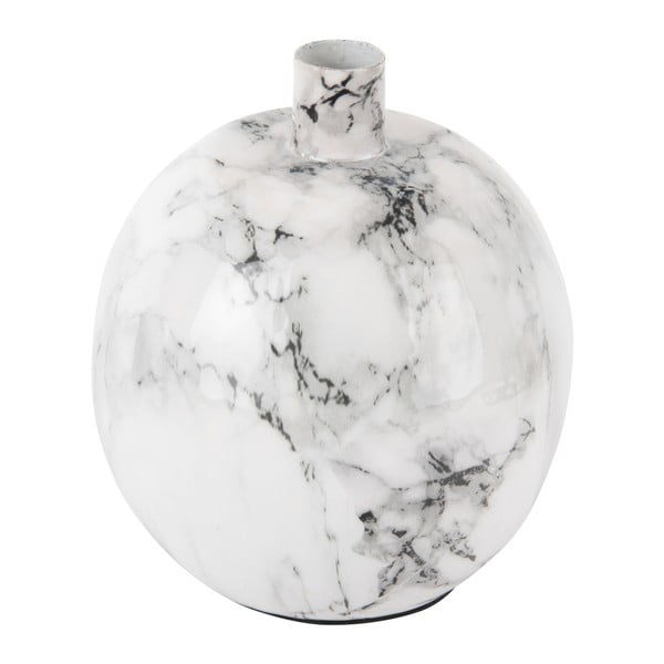 Biało-czarny żelazny świecznik PT LIVING Marble, wys. 15 cm